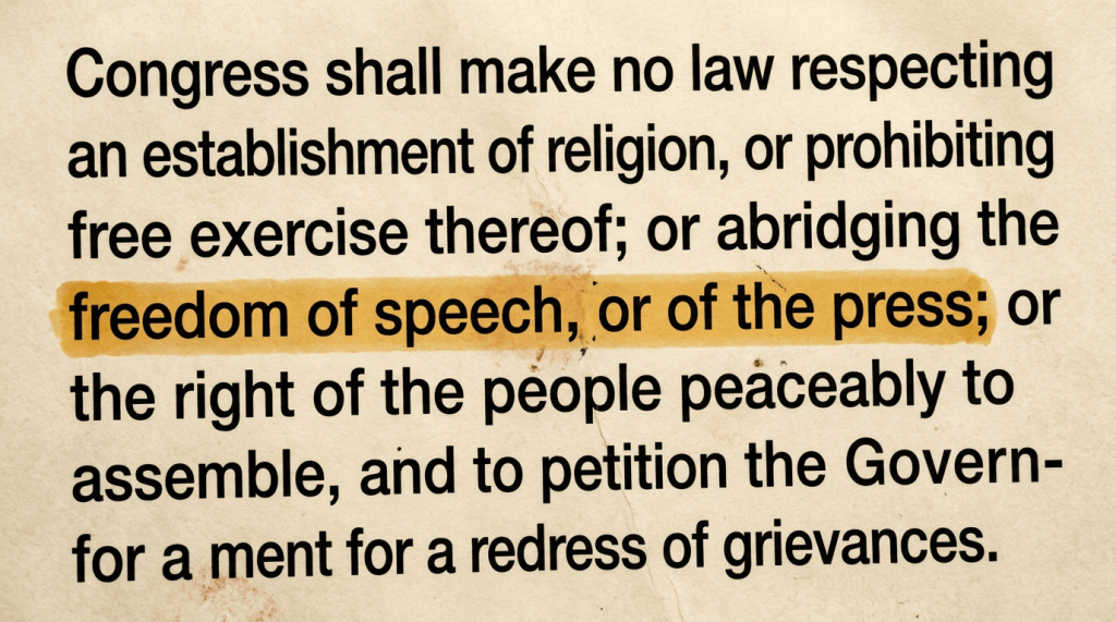 Framed text beginning “Congress shall make no law respecting an establishment of religion...” and labeled “AMENDMENT I 1791.”